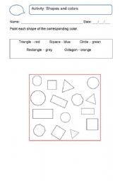 English Worksheet: The Shapes and colors