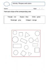 English worksheet: The Shapes and colors