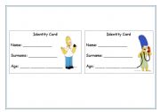 English worksheet: Identification Cards 2