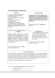 English Worksheet: job adds and letter of application