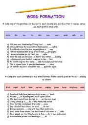English Worksheet: Word Formation (two pages)