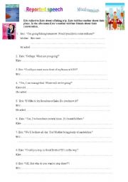 English Worksheet: Reported speech story