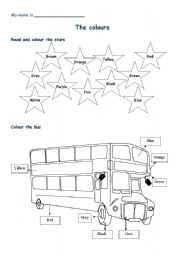English Worksheet: Colour the bus
