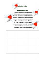 English Worksheet: Valentines Day - Follow the instructions