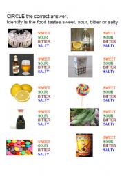 English Worksheet: identfying different taste