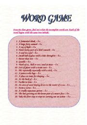 English worksheet: Word Game