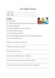 English Worksheet: Peer Editing Checklist