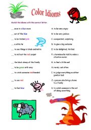 English Worksheet: Color Idioms