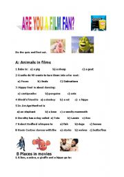English worksheet: are you a film fan?