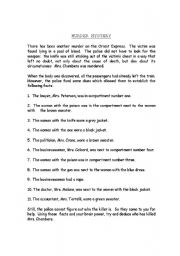 English Worksheet: MURDER MYSTERY