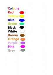 English worksheet: Colours