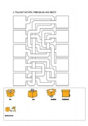 English worksheet: IN, ON, UNDER, BEHIND, BETWEEN