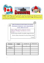 English Worksheet: Lets Discover Canada
