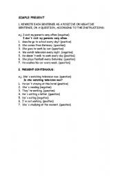 English worksheet: SIMPLE PRESENT AND PRESENT CONTINUOUS