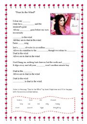 English worksheet: DUST IN THE WIND By Sarah Brightman
