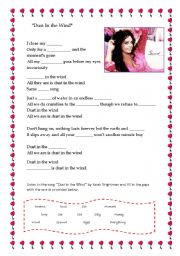 English Worksheet: DUST IN THE WIND By Sarah Brightman