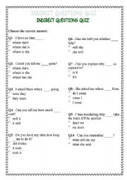 English Worksheet: INDIRECT QUESTIONS QUIZ