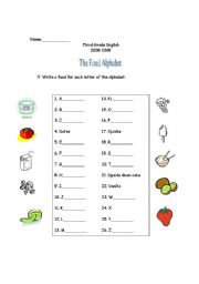 English worksheet: Food Alphabet