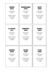 English Worksheet: Monopoly Part 2 of 4 Property cards- back