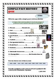 English Worksheet: SIMPLE PAST HISTORY QUIZ (with answers)