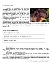 English Worksheet: Harry Potter - reading and comprehension