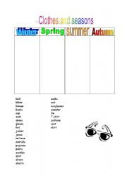 English Worksheet: clothes and seasons