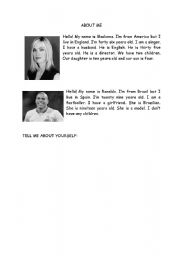 English Worksheet: About me.