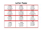 English worksheet: letter poems