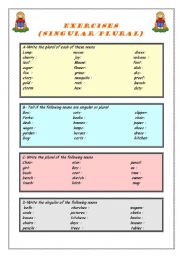 English Worksheet: sngular&plural exercises