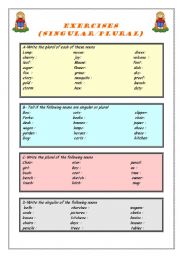 English worksheet: sngular&plural exercises