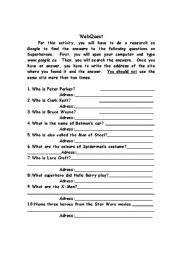 English worksheet: Superheroes Webquest