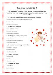 English Worksheet: Are you romantic? QUIZZ