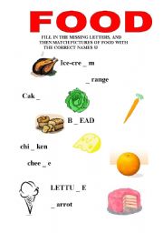 English worksheet: Food worksheet