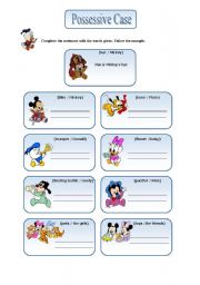 English Worksheet: Possessive case: s