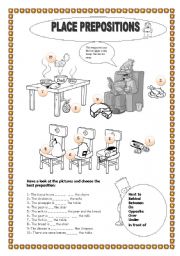 English Worksheet: PLACE PREPOSITIONS FOR BEGINNERS