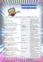 English Worksheet: Computer language (3 pages)