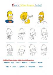 English Worksheet: How is Homer Simpson feeling?