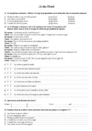 English Worksheet: At the Hotel