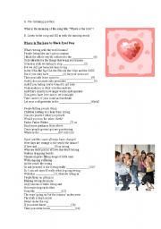 English Worksheet: listening activity- where is the love