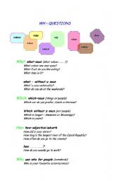 English Worksheet: WH - QUESTIONS