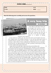 English Worksheet: Test - A very Long Trip