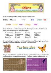 English Worksheet: Colors all around