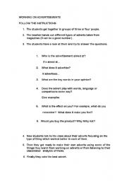 English Worksheet: WORKING ON ADVERTS