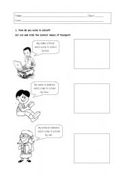 English Worksheet: How do you come to school?