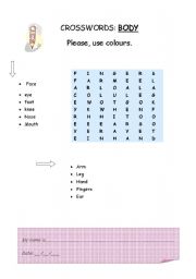 English Worksheet: Bodys crosswords