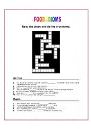 English Worksheet: FOOD IDIOMS - CROSSWORD WS 3