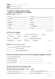 English Worksheet: COUNTABLES/UNCOUNTABLES