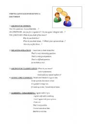 English Worksheet: DISCUSSION - USEFUL PHRASES