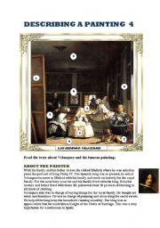 DESCRIBING A PAINTING 4 (VELAZQUEZ): Reading comprehension, vocabulary and writing activities.2 PAGES