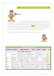 English Worksheet: Adjective order